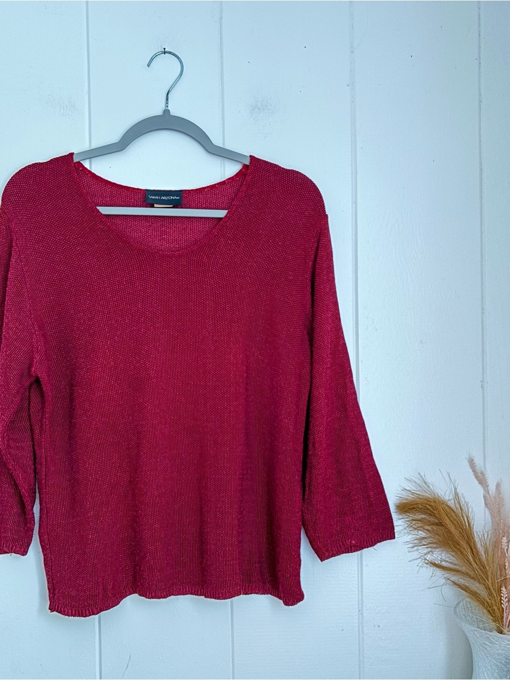 Arizona Jean Company Maroon Textured Knit Crewneck Sweater